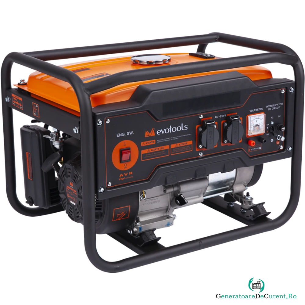 Generator curent electric monofazic Evotools KM2500A, 2.2 kW, 2 x 230 V, capacitate rezervor 15 l la 1,556.82 lei ron