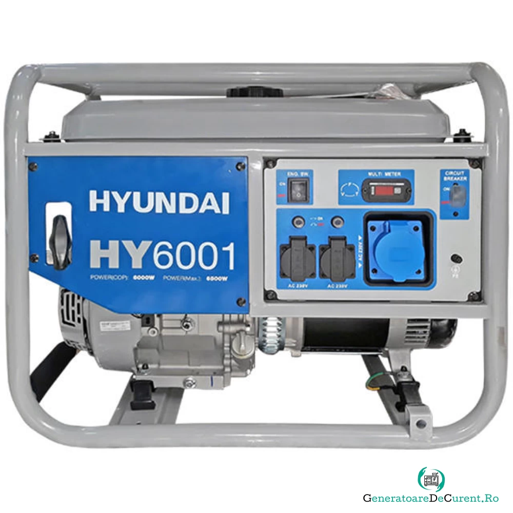  Generator curent electric monofazic Hyundai HY6001, 6 kW, 2 x 230V / 16A + 1 x 230V / 32 A , capacitate rezervor 25 l la 3,732.69 lei ron