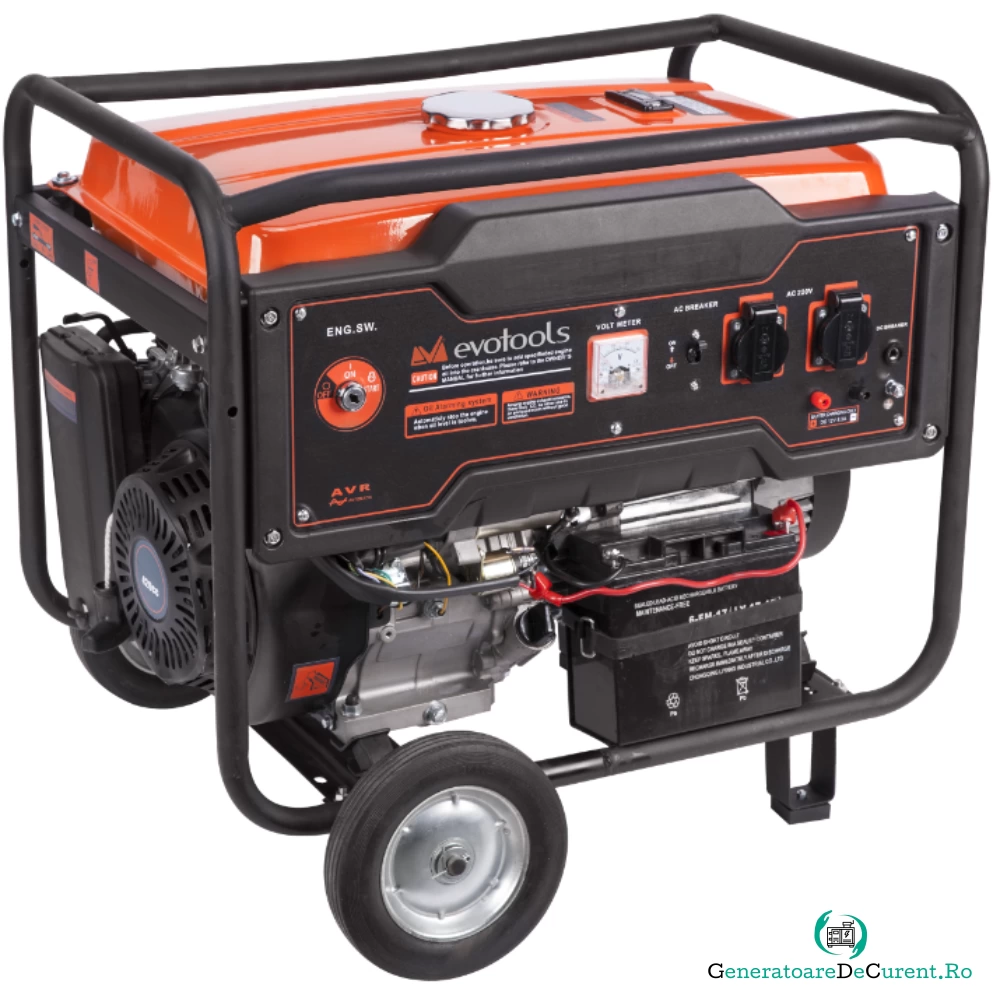 Generator curent electric monofazic Evotools KM6500A, 5.5 kW, 2 x 230 V, capacitate rezervor 25 l la 3,199.89 lei ron