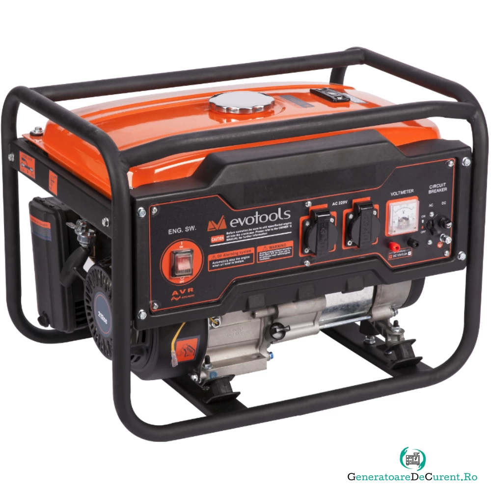 Generator curent electric monofazic Evotools GG3000A, model KM4000A, 3 kW, 2 x 230 V, capacitate rezervor 15l la 1,751.96 lei ron