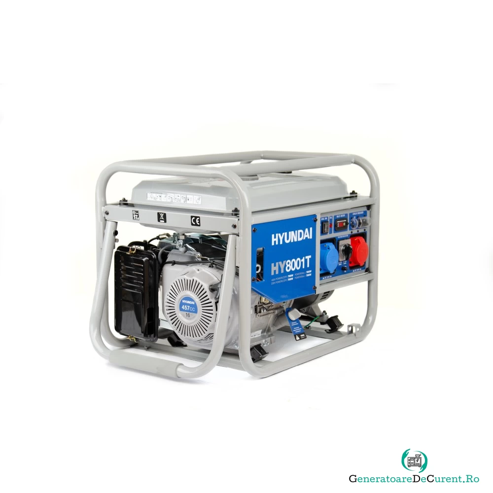 Generator de curent trifazat Hyundai HY-8001T, 7 KW , 2 prize x 230 V, benzina, 25 l